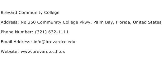 Brevard Community College Address Contact Number