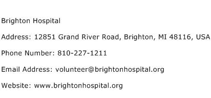 Brighton Hospital Address Contact Number