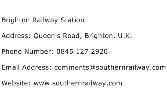 Brighton Railway Station Address Contact Number