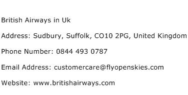 British Airways in Uk Address Contact Number
