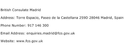 British Consulate Madrid Address Contact Number