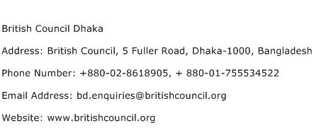 British Council Dhaka Address Contact Number