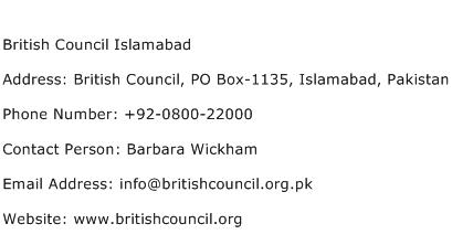 British Council Islamabad Address Contact Number