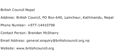 British Council Nepal Address Contact Number