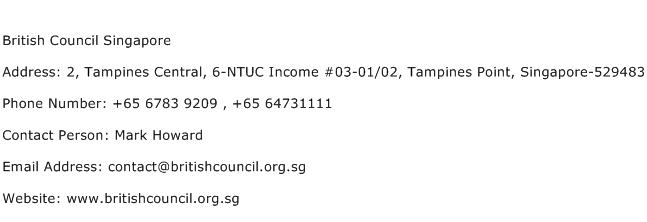 British Council Singapore Address Contact Number