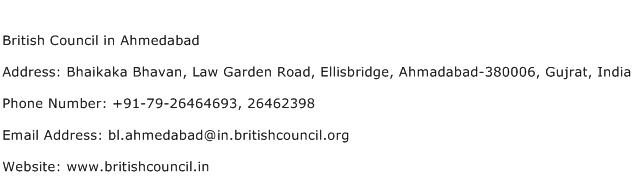 British Council in Ahmedabad Address Contact Number