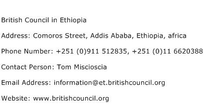 British Council in Ethiopia Address Contact Number