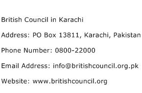 British Council in Karachi Address Contact Number