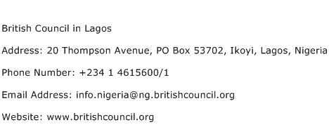 British Council in Lagos Address Contact Number