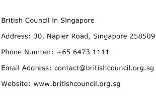 British Council in Singapore Address Contact Number