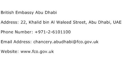 British Embassy Abu Dhabi Address Contact Number