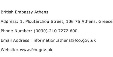 British Embassy Athens Address Contact Number