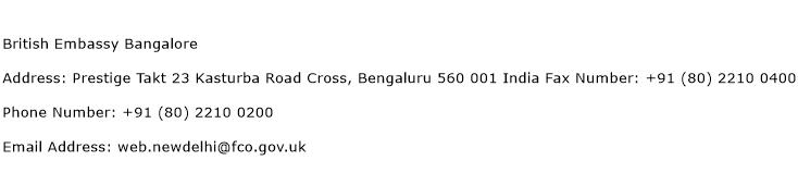 British Embassy Bangalore Address Contact Number