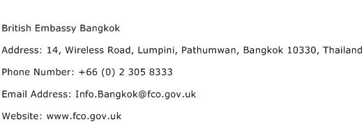 British Embassy Bangkok Address Contact Number