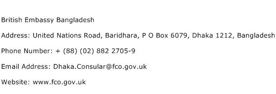 British Embassy Bangladesh Address Contact Number