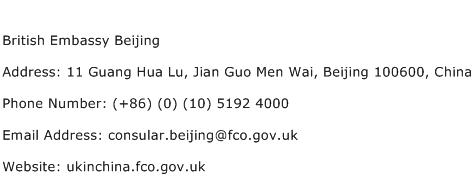 British Embassy Beijing Address Contact Number
