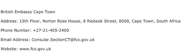 British Embassy Cape Town Address Contact Number
