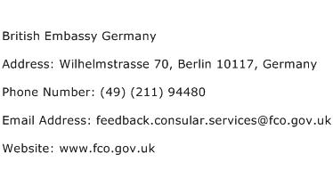 British Embassy Germany Address Contact Number
