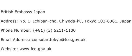 British Embassy Japan Address Contact Number