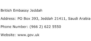 British Embassy Jeddah Address Contact Number
