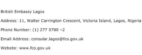 British Embassy Lagos Address Contact Number