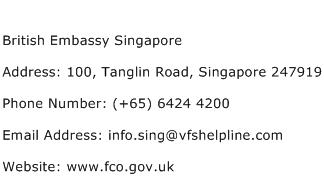 British Embassy Singapore Address Contact Number