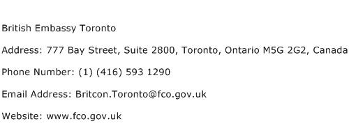 British Embassy Toronto Address Contact Number