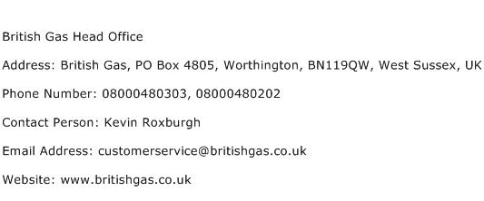 British Gas Head Office Address Contact Number