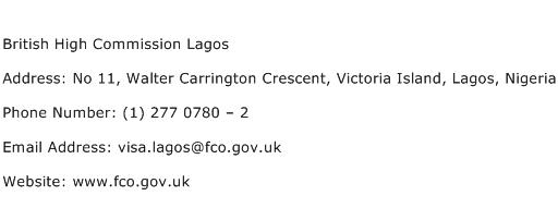 British High Commission Lagos Address Contact Number