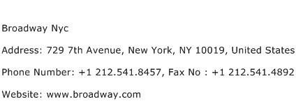 Broadway Nyc Address Contact Number