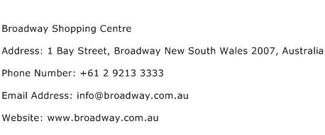 Broadway Shopping Centre Address Contact Number