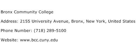 Bronx Community College Address Contact Number