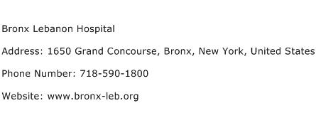 Bronx Lebanon Hospital Address Contact Number