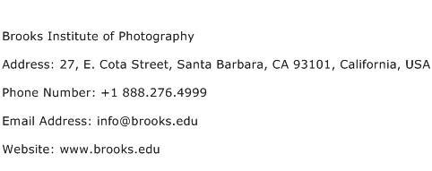 Brooks Institute of Photography Address Contact Number