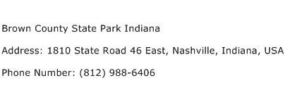 Brown County State Park Indiana Address Contact Number