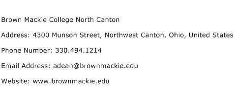 Brown Mackie College North Canton Address Contact Number