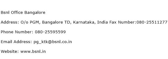 Bsnl Office Bangalore Address Contact Number