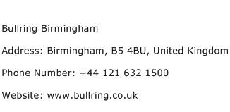 Bullring Birmingham Address Contact Number