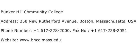 Bunker Hill Community College Address Contact Number