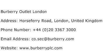 Burberry Outlet London Address Contact Number