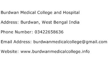Burdwan Medical College and Hospital Address Contact Number