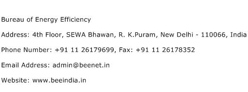 Bureau of Energy Efficiency Address Contact Number
