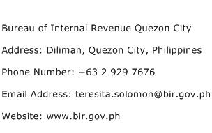 Bureau of Internal Revenue Quezon City Address Contact Number