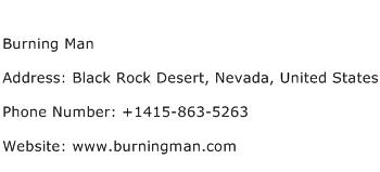 Burning Man Address Contact Number