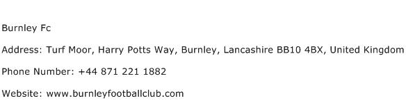 Burnley Fc Address Contact Number