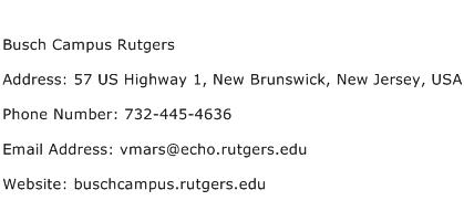 Busch Campus Rutgers Address Contact Number