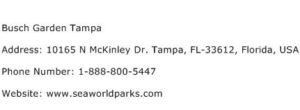Busch Garden Tampa Address Contact Number