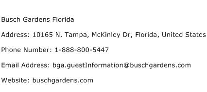 Busch Gardens Florida Address Contact Number