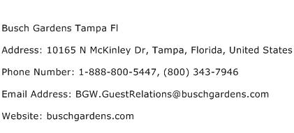 Busch Gardens Tampa Fl Address Contact Number