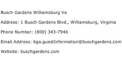 Busch Gardens Williamsburg Va Address Contact Number
